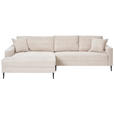 ECKSOFA Creme Cord  - Creme/Schwarz, KONVENTIONELL, Textil/Metall (173/276cm) - Carryhome