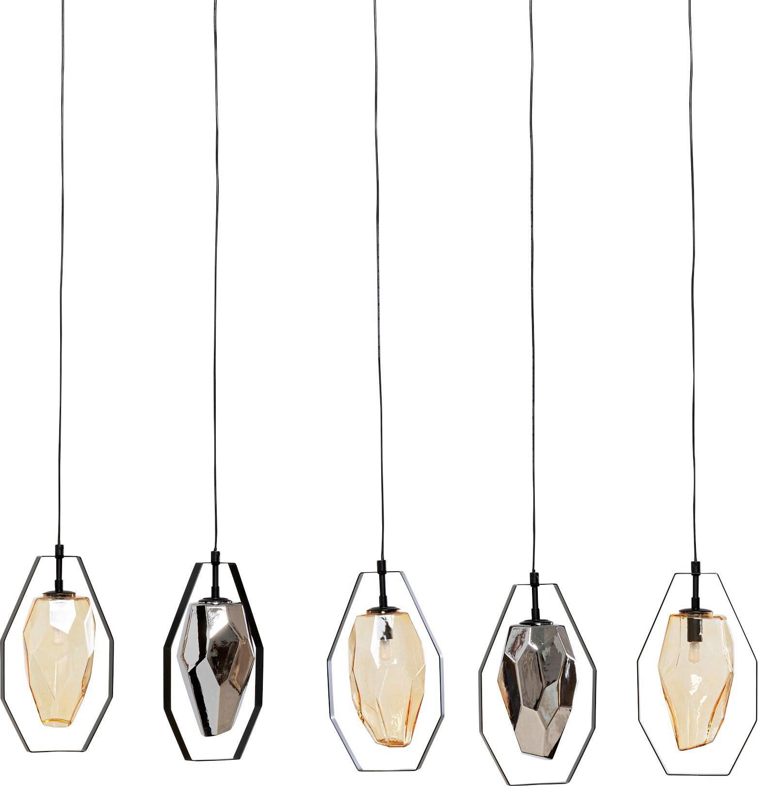 HÄNGELEUCHTE Diamond 110/130/12 cm   - MODERN, Glas/Metall (110/130/12cm) - Kare-Design