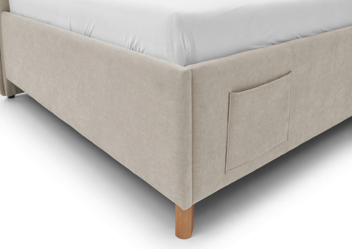 POLSTERLIEGE in Flachgewebe Beige  - Eichefarben/Beige, Konventionell, Holz/Textil (90/200cm) - home24