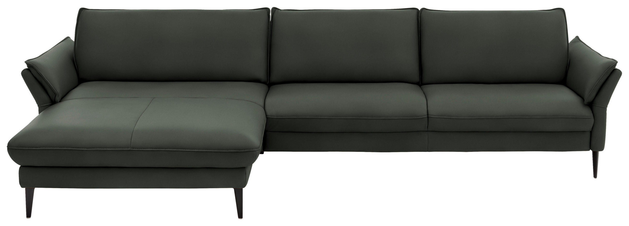 ECKSOFA inkl. Funktion Olivgrün Echtleder  - Schwarz/Olivgrün, Design, Leder/Metall (172/334cm) - Hukla