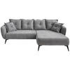 ECKSOFA Grau Mikrofaser  - Schwarz/Grau, MODERN, Textil/Metall (277/162cm) - Livetastic