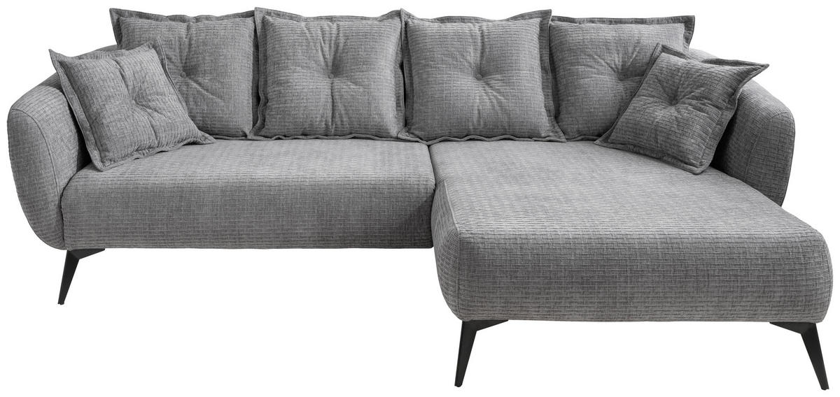ECKSOFA Grau Mikrofaser  - Schwarz/Grau, MODERN, Textil/Metall (277/162cm) - Livetastic