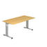 SCHREIBTISCH - Silberfarben/Buchefarben, KONVENTIONELL, Holzwerkstoff/Metall (160/65-85/80cm) SCHREIBTISCH - Silberfarben/Buchefarben, KONVENTIONELL, Holzwerkstoff/Metall (160/65-85/80cm)