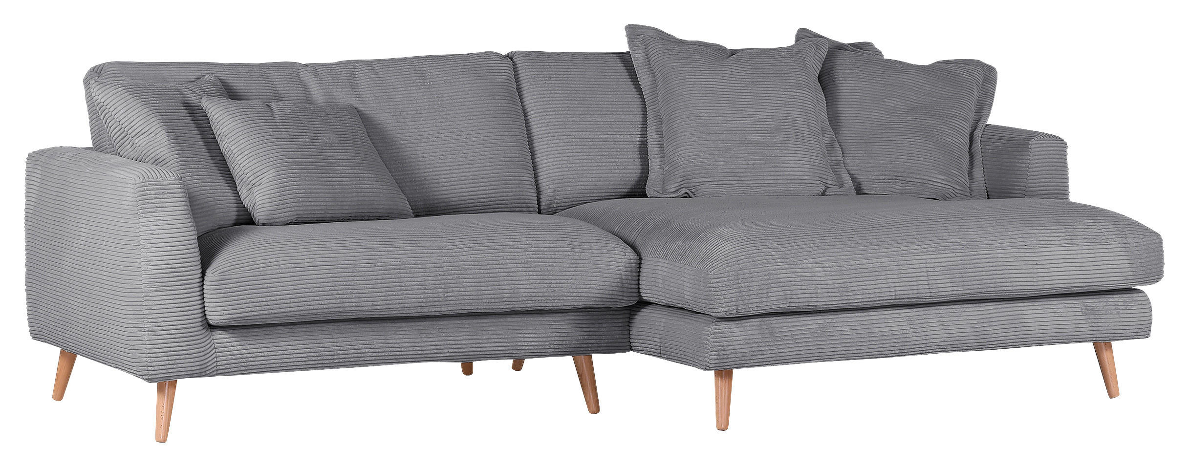 ECKSOFA in Cord Grau  - Naturfarben/Grau, Romantik / Landhaus, Holz/Textil (270/140cm) - Landscape