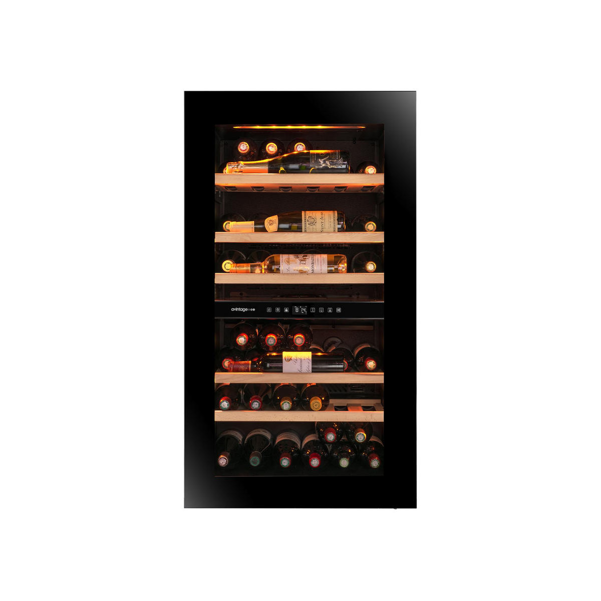 WEINKÜHLSCHRANK AVI105PLATINUM  - Schwarz, Basics, Glas/Holz (59,0/105,5/56,5cm)