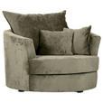 SESSEL in Chenille Grün  - Schwarz/Grün, KONVENTIONELL, Textil/Metall (115/72/115cm) - Carryhome