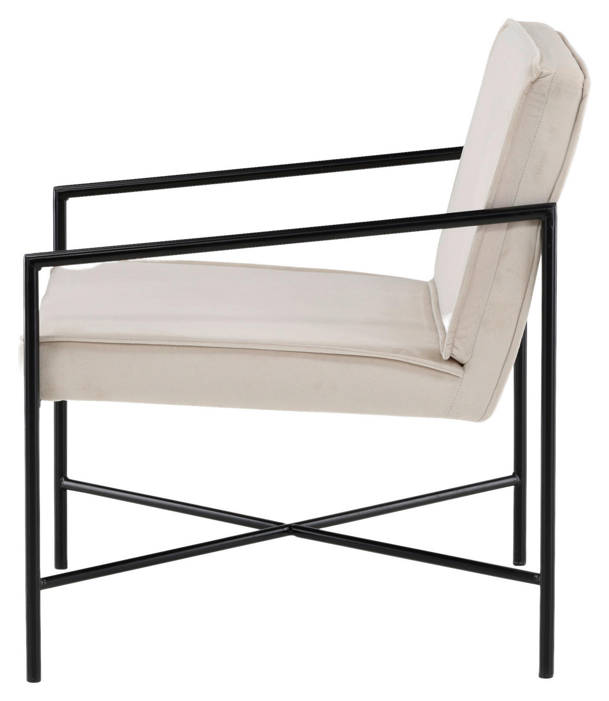 SESSEL in Samt Schwarz, Beige  - Beige/Schwarz, Design, Textil/Metall (66/78/65cm) - Livetastic