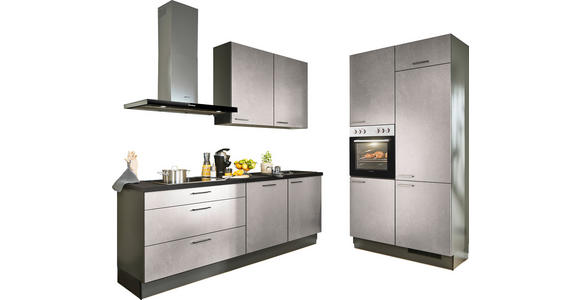 ECKKÜCHE 220/120 cm in Graphitfarben, Schwarz, Grau - Hellgrau/Schwarz, Design, Holzwerkstoff/Metall (220/120cm) - Xora