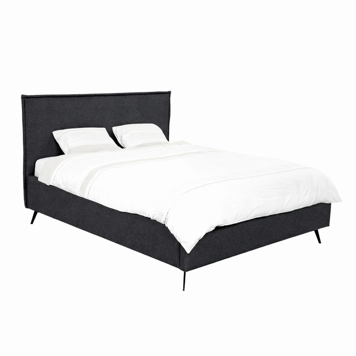 POLSTERBETT Dunkelgrau 180/200 cm  - Dunkelgrau/Schwarz, MODERN, Holz/Textil (180/200cm) - MID.YOU