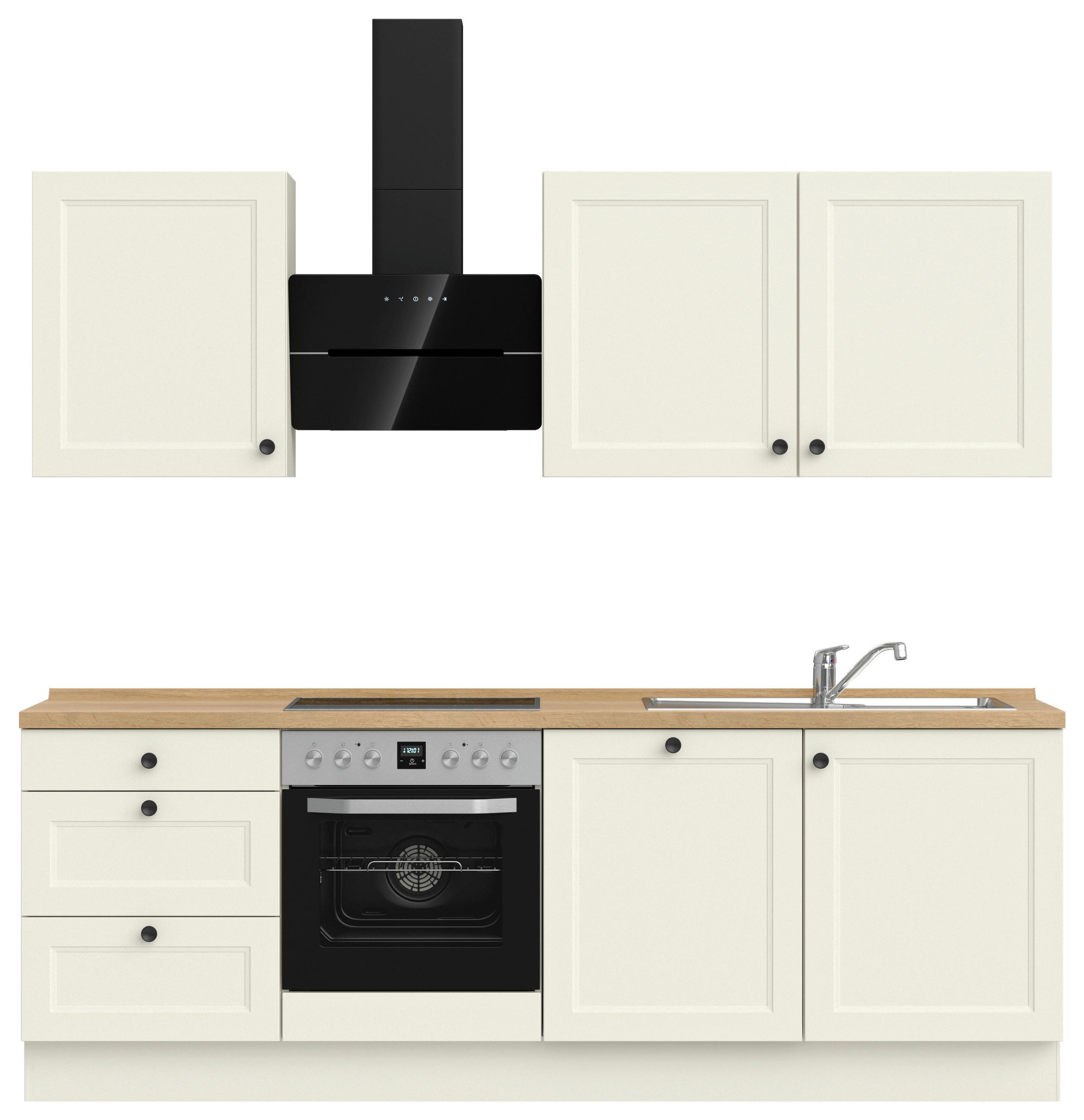 KÜCHENLEERBLOCK 240 cm   in Weiß, Eichefarben  - Eichefarben/Schwarz, MODERN, Holzwerkstoff/Metall (240cm) - Nobilia