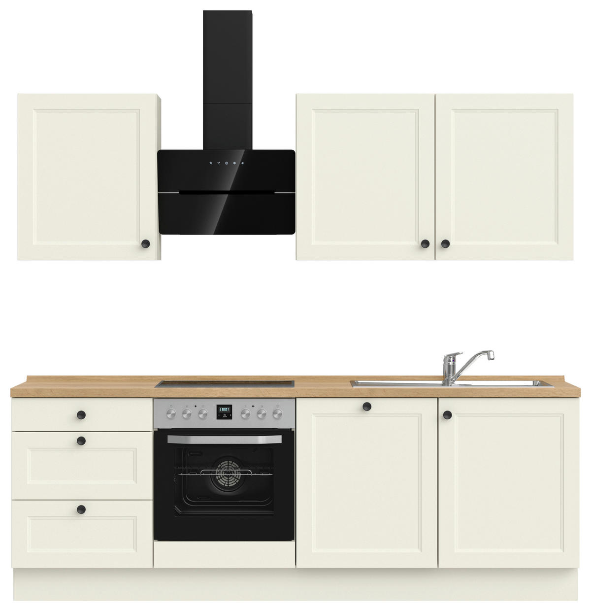 KÜCHENLEERBLOCK 240 cm   in Weiß, Eichefarben  - Eichefarben/Schwarz, MODERN, Holzwerkstoff/Metall (240cm) - Nobilia