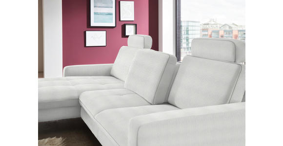 ECKSOFA Creme Cord  - Creme/Schwarz, Design, Textil/Metall (178/302cm) - Carryhome