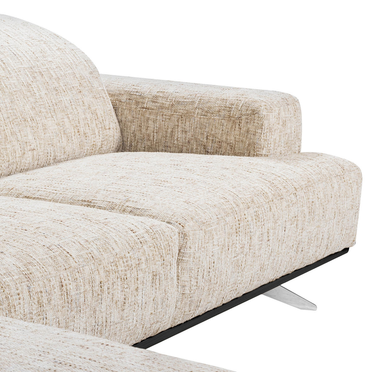 ECKSOFA PORTLAND in Struktur Beige Kopfteilverstellung  187/295 cm  - Chromfarben/Beige, Design, Holz/Textil (187/295cm) - Livetastic