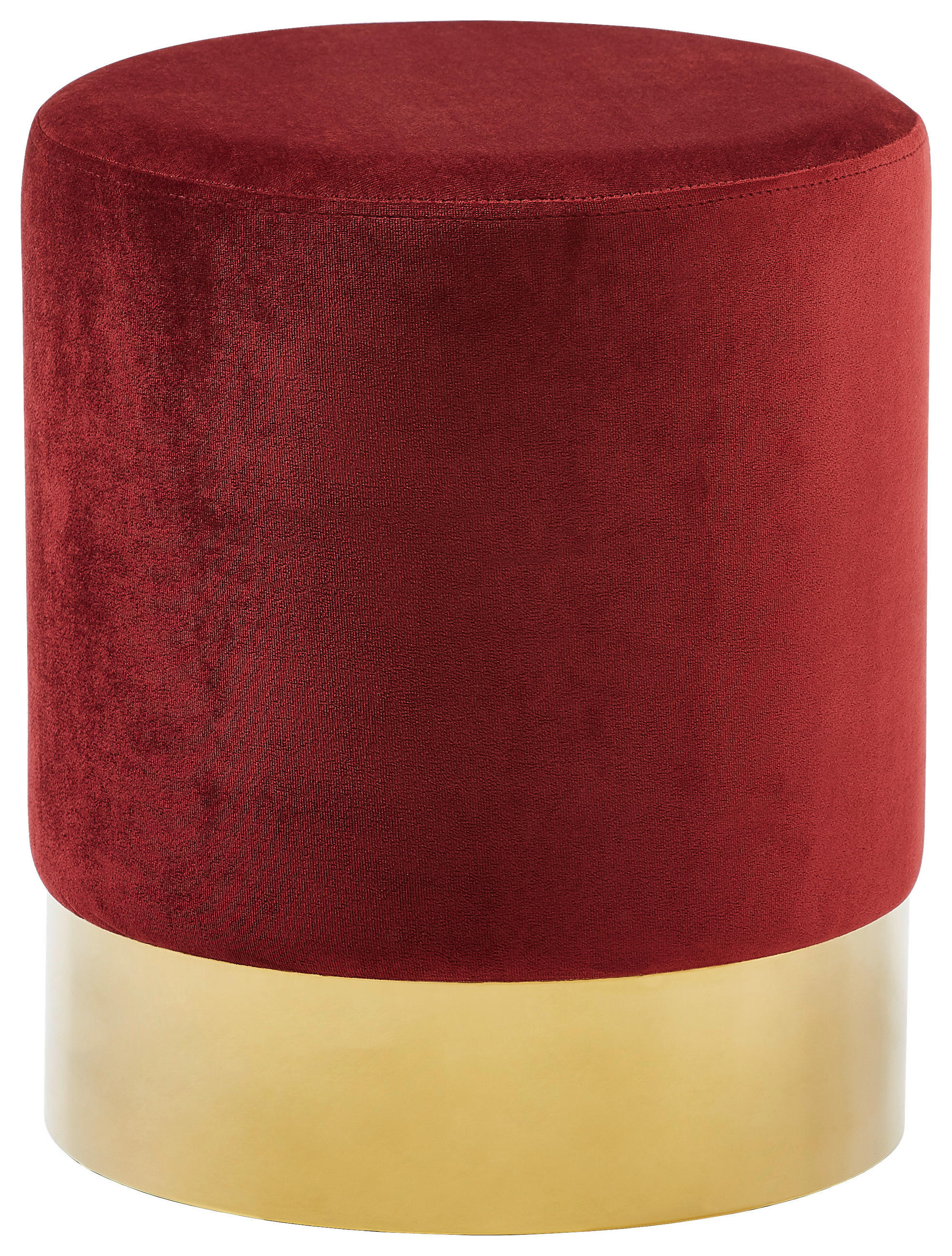 TABURETKA, kov, textil, 35/42/35 cm - zlatá/bordová, Trend, kov/textil (35/42/35cm) - Xora