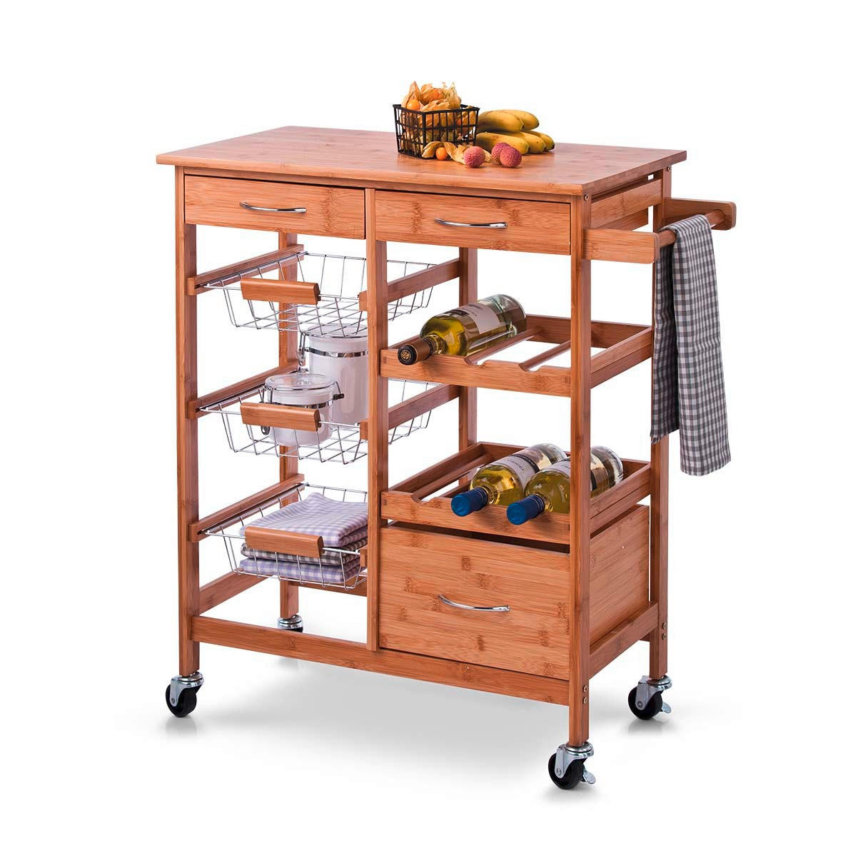 SERVIERWAGEN Bambus Naturfarben  - Naturfarben, Basics, Holz (66/36/84cm) - Zeller Present