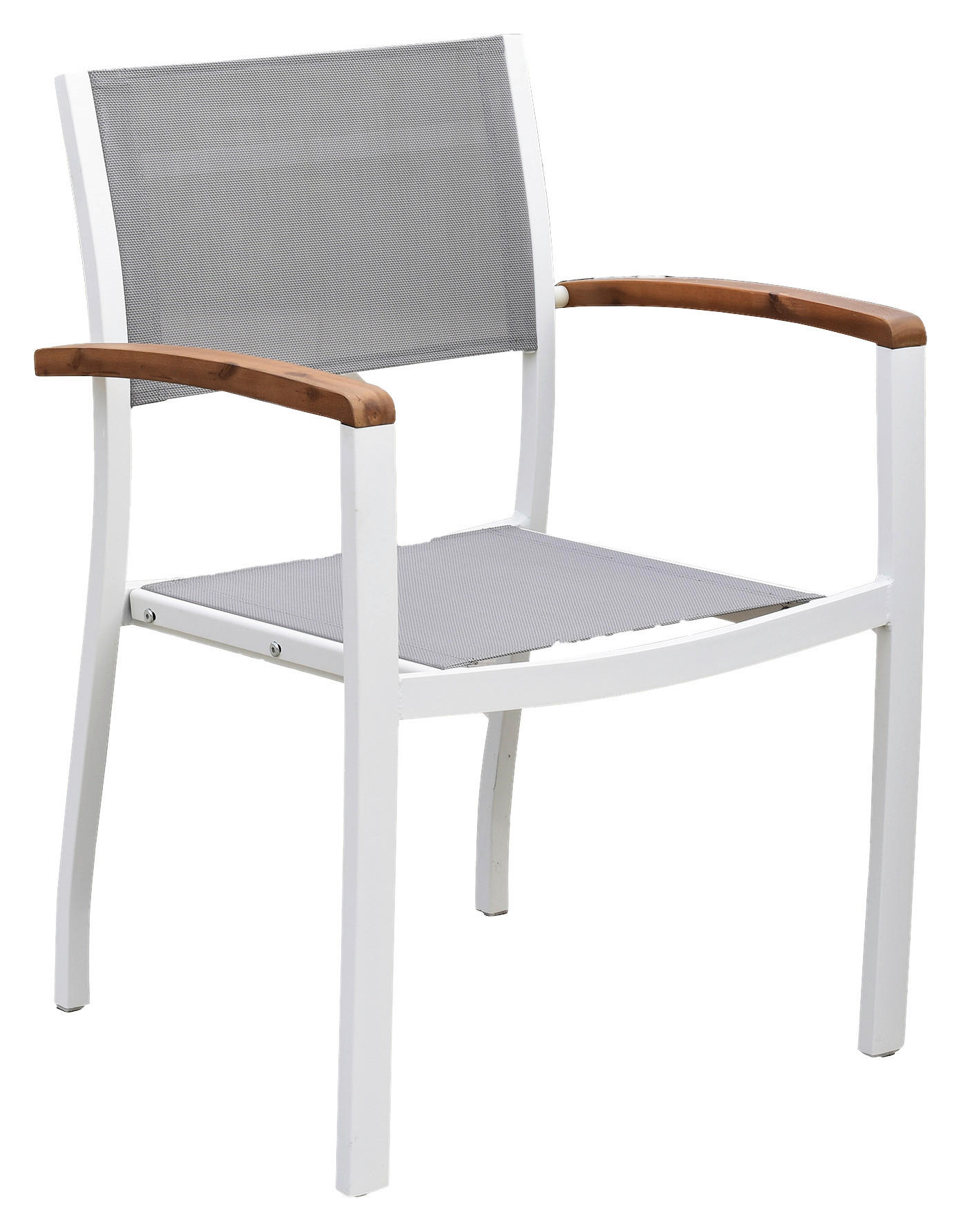 STOL  akacija aluminij siva, naravne barve, bela  - siva/bela, Moderno, kovina/tekstil (59/85/56cm) - Gardenson