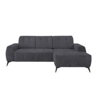ECKSOFA in Mikrofaser Anthrazit  - Anthrazit/Schwarz, Modern, Textil/Metall (258/180cm) - Livetastic