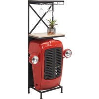 BAR naravne barve, rdeča, črna  - rdeča/črna, Trend, kovina/les (52/36/153cm) - Ambia Home