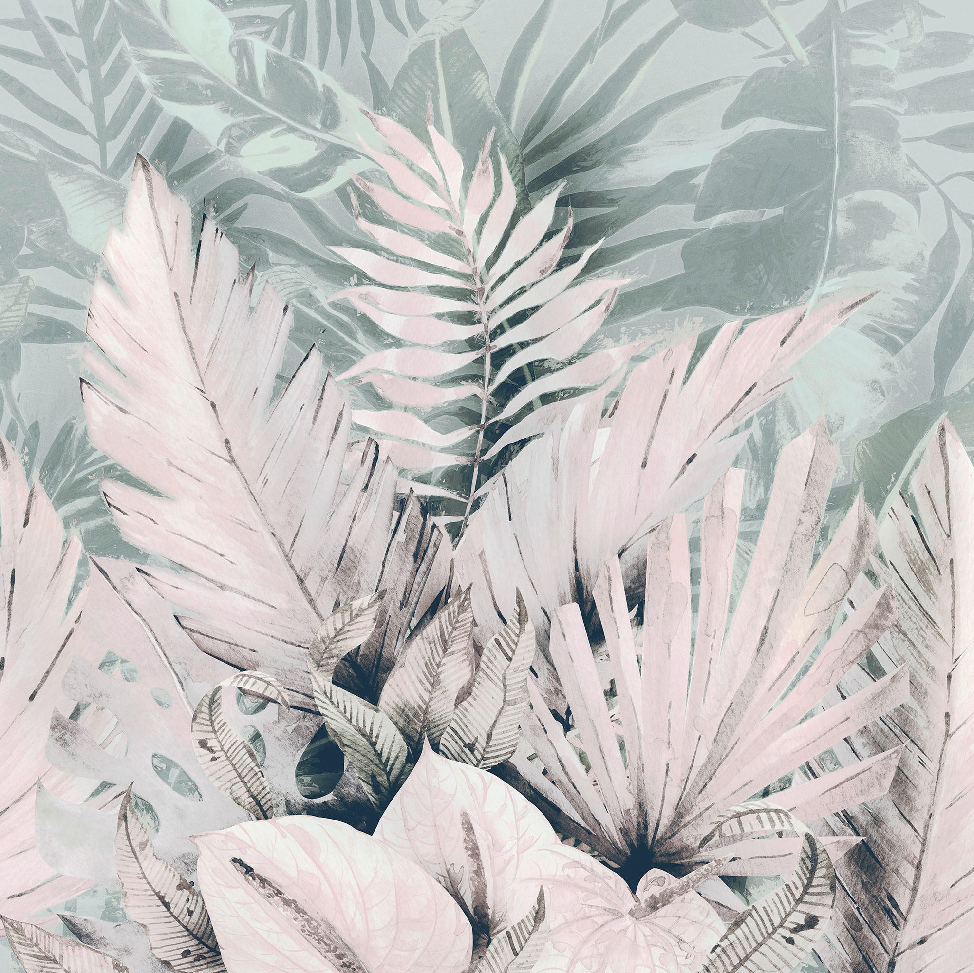 Xora Vliestapete Rosa, Türkis, Weiß 250x250 cm
