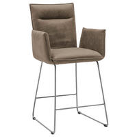 TRESENSESSEL Mikrofaser Graubraun, Edelstahlfarben Edelstahl Gestellauswahl, Stoffauswahl  - Edelstahlfarben/Graubraun, Design, Textil/Metall (56/98/62cm) - Valnatura