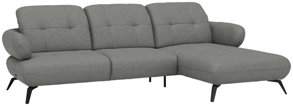 ECKSOFA Chenille Hellgrau  - Hellgrau/Schwarz, Design, Textil/Metall (282/189cm) - Novel