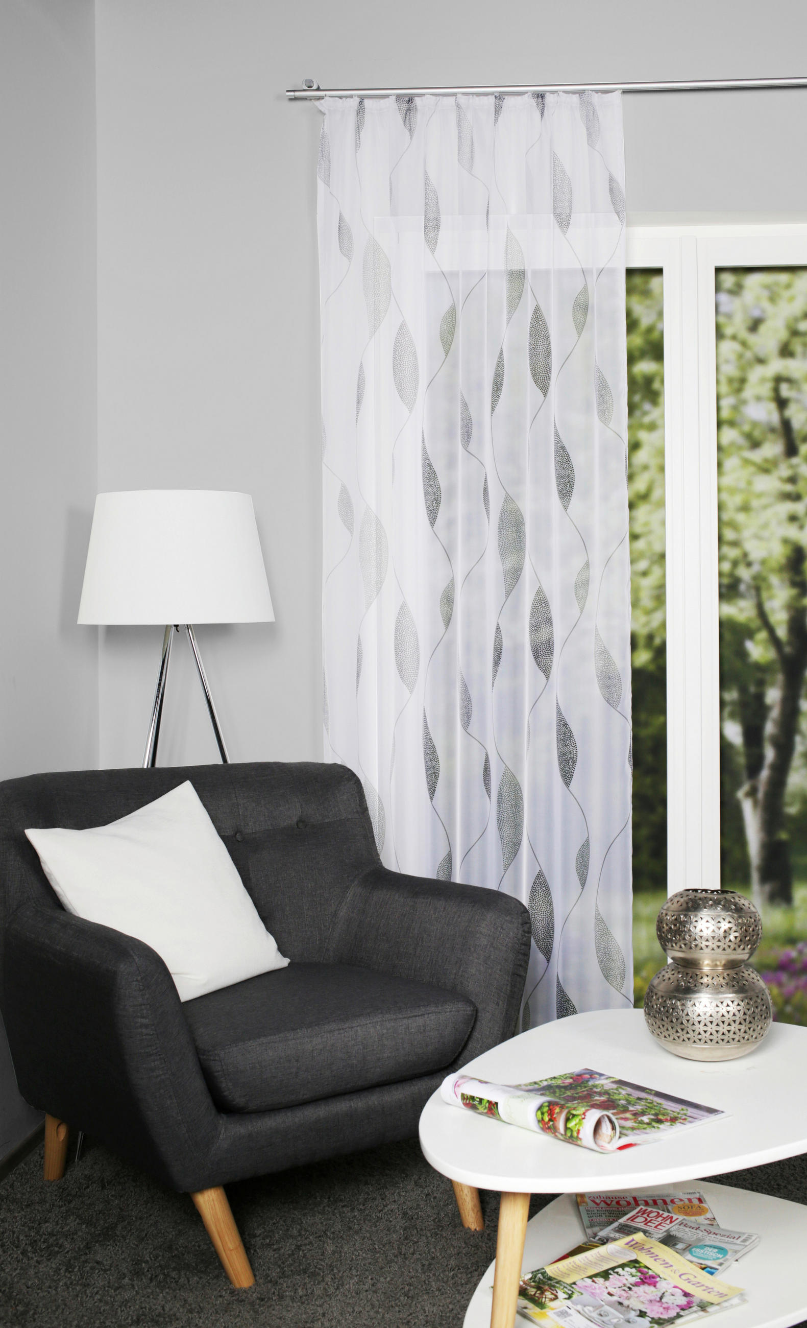 FERTIGVORHANG  transparent   140/175 cm  - Taupe/Grau, KONVENTIONELL, Textil (140/175cm)