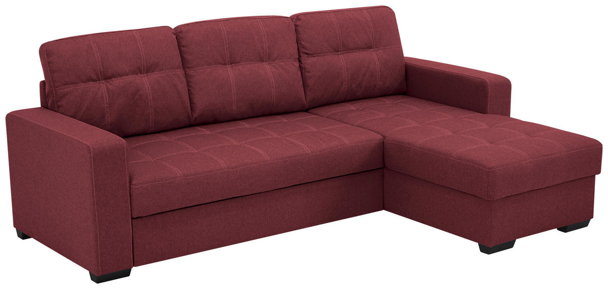 ECKSCHLAFSOFA in Mikrofaser Rot  - Rot/Schwarz, Design, Kunststoff/Textil (240/160cm) - Livetastic