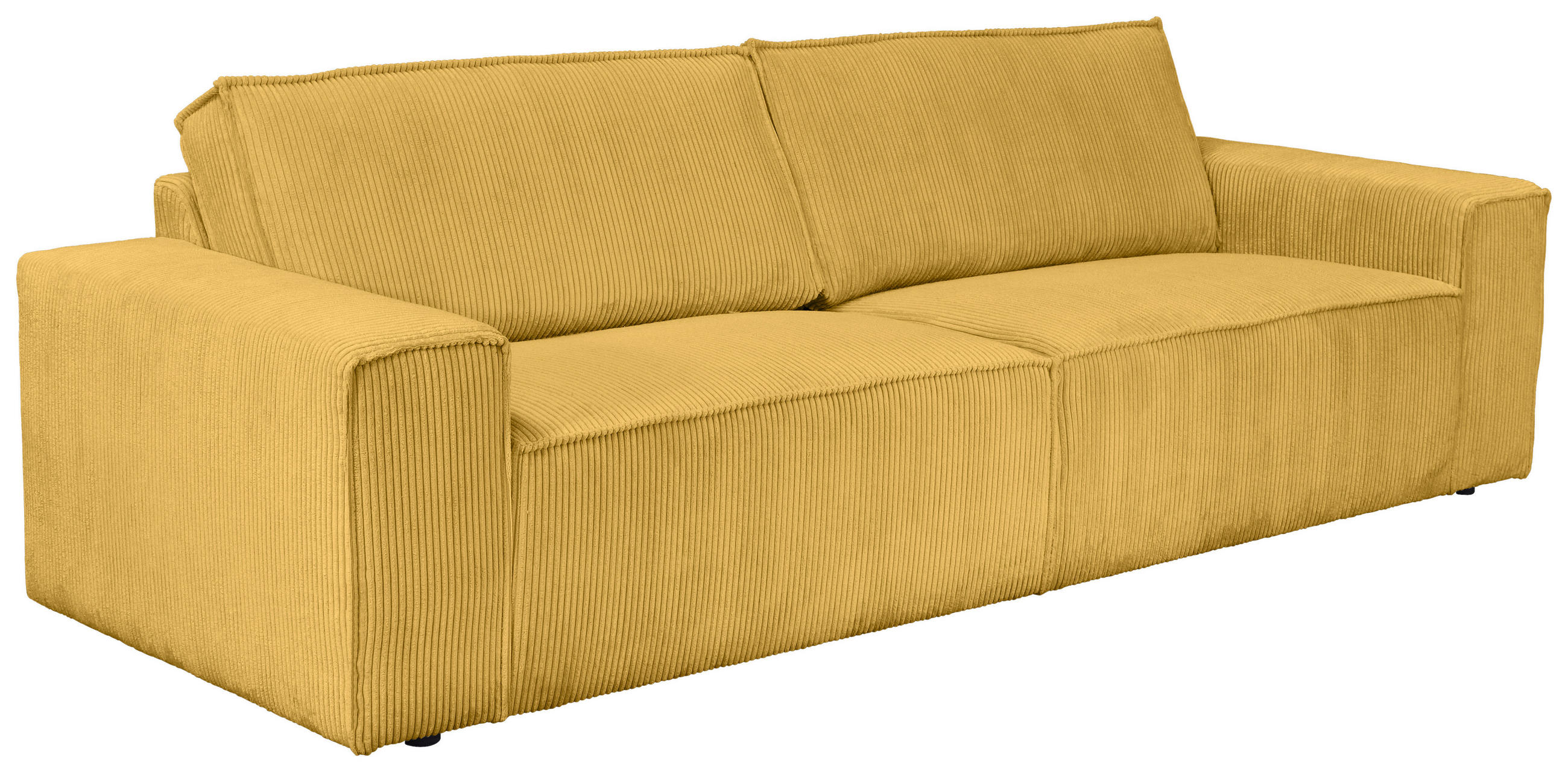 3-SITZER-SOFA Cord Senfgelb - Senfgelb/Schwarz, KONVENTIONELL, Kunststoff/Textil (248/76/95cm) - Carryhome