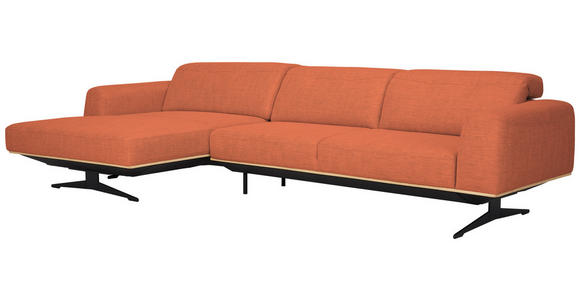 ECKSOFA in Struktur Orange  - Eichefarben/Schwarz, Design, Holz/Textil (163/305cm) - Novel