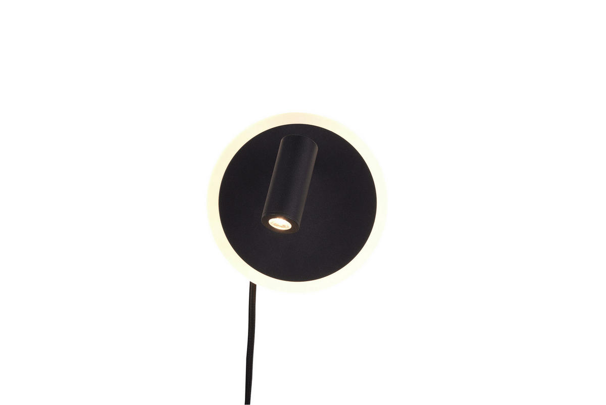 APLICĂ DE PERETE CU LED - negru, Basics, plastic/metal (15cm)