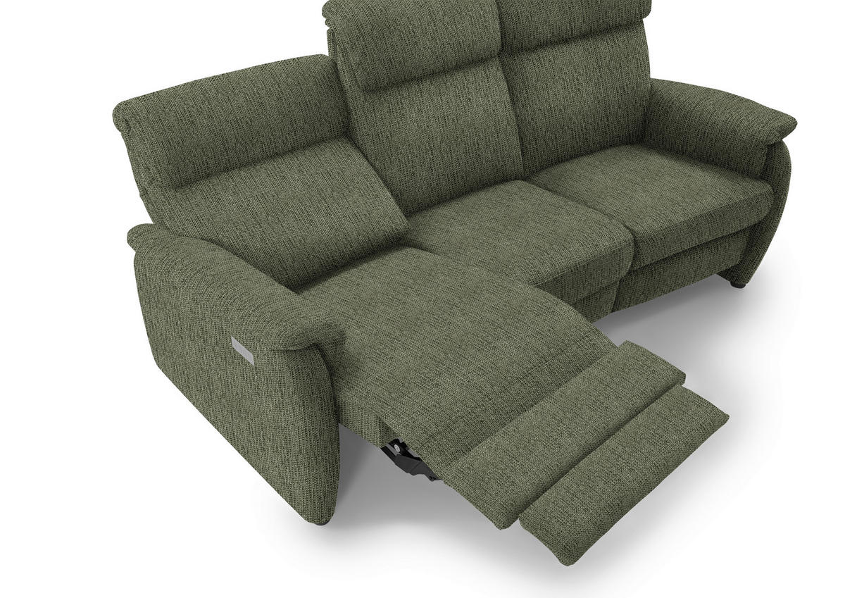TRAPEZSOFA in Flachgewebe Dunkelgrün  - Dunkelgrün/Schwarz, Konventionell, Textil/Metall (219/107/97cm) - Pure Home Comfort