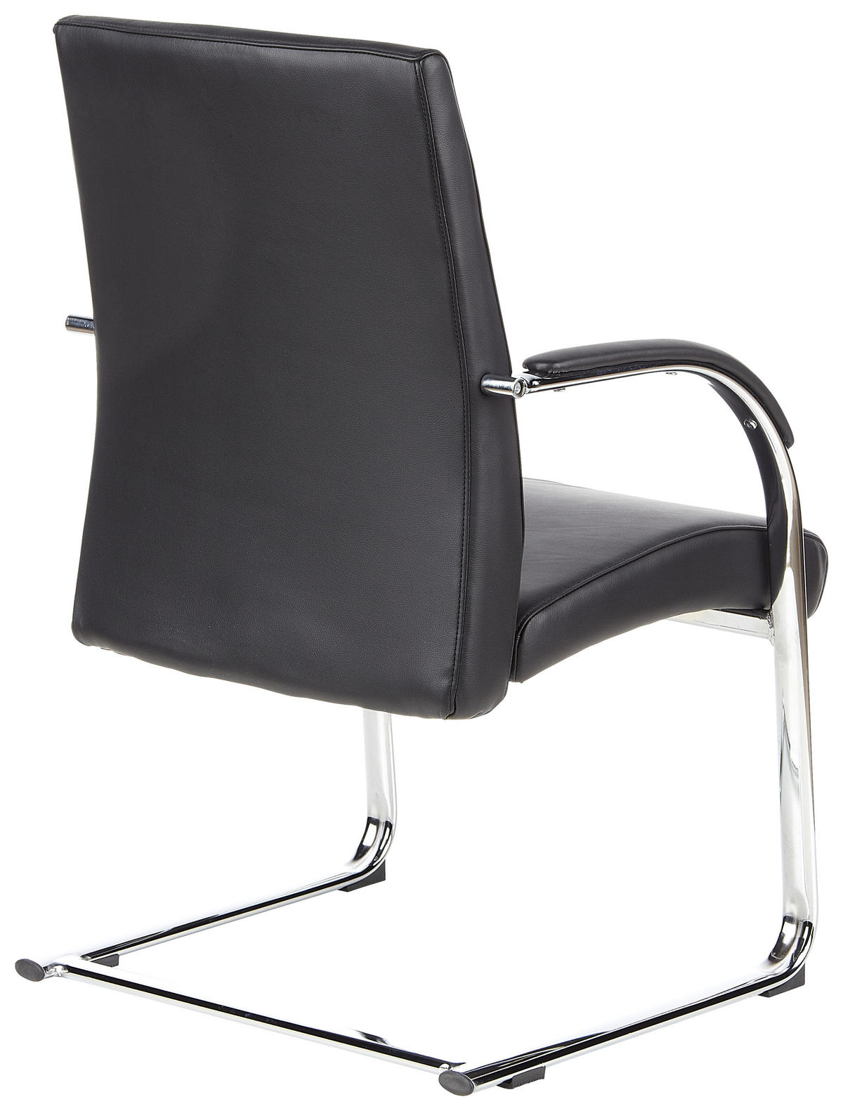BESÖKSSTOL  i läderimitation svart  - aluminiumfärg/svart, Modern, metall/läder (60/101/49cm) - MID.YOU