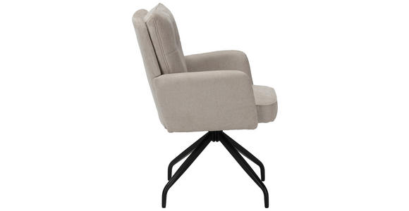 ARMLEHNSTUHL  Sitzfläche 180° drehbar Mikrofaser  - Beige/Schwarz, Design, Textil/Metall (60/90/68cm) - Carryhome