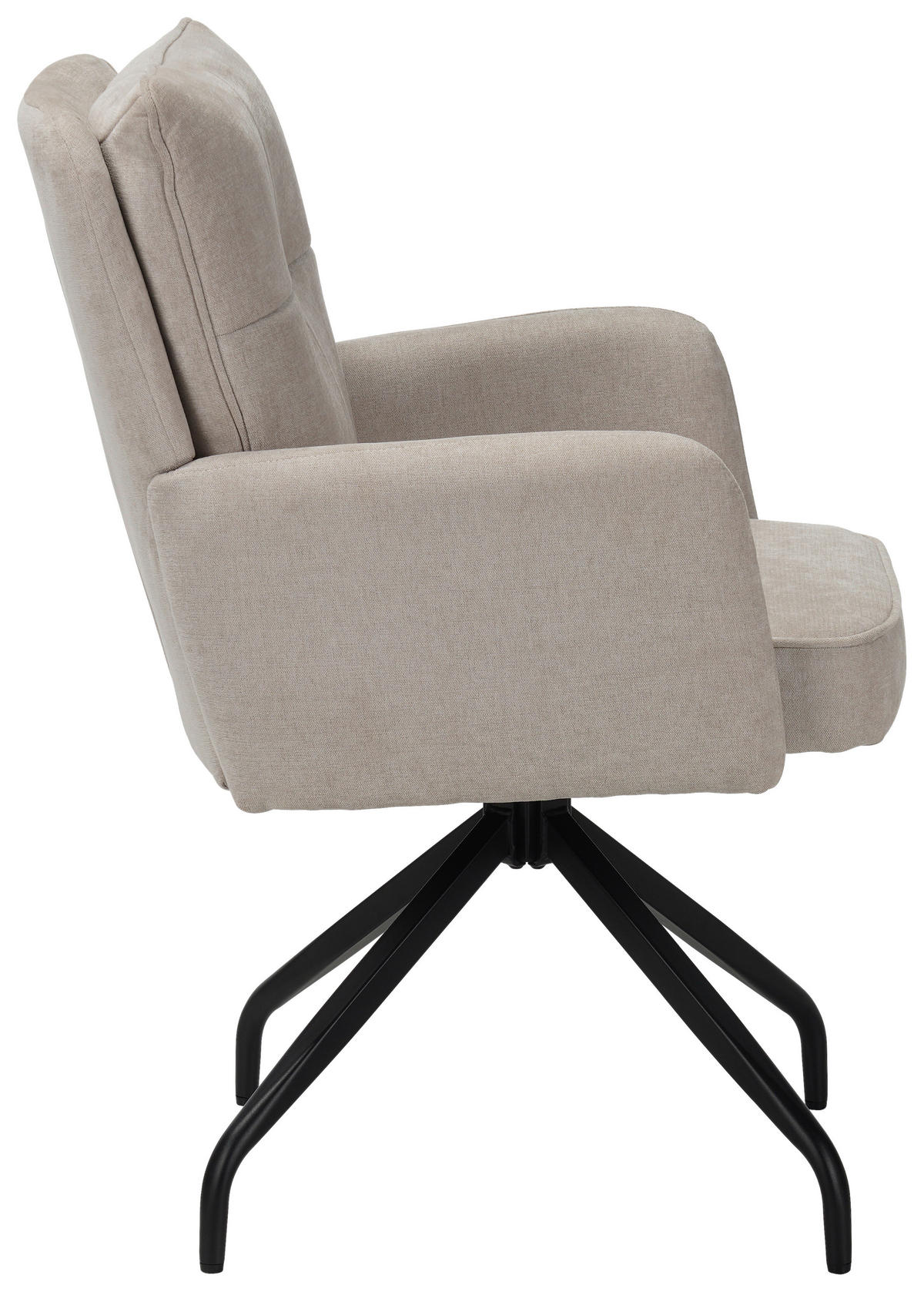 ARMLEHNSTUHL  Sitzfläche 180° drehbar Mikrofaser  - Beige/Schwarz, Design, Textil/Metall (60/90/68cm) - Carryhome