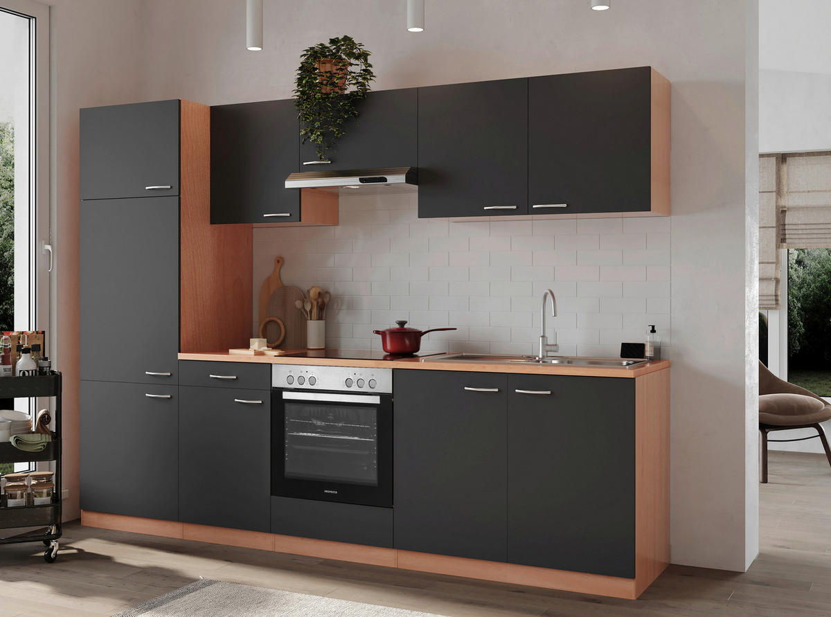 KÜCHENBLOCK 270 cm   in Grau  - Buchefarben/Alufarben, Basics, Holzwerkstoff/Kunststoff (270cm) - Respekta