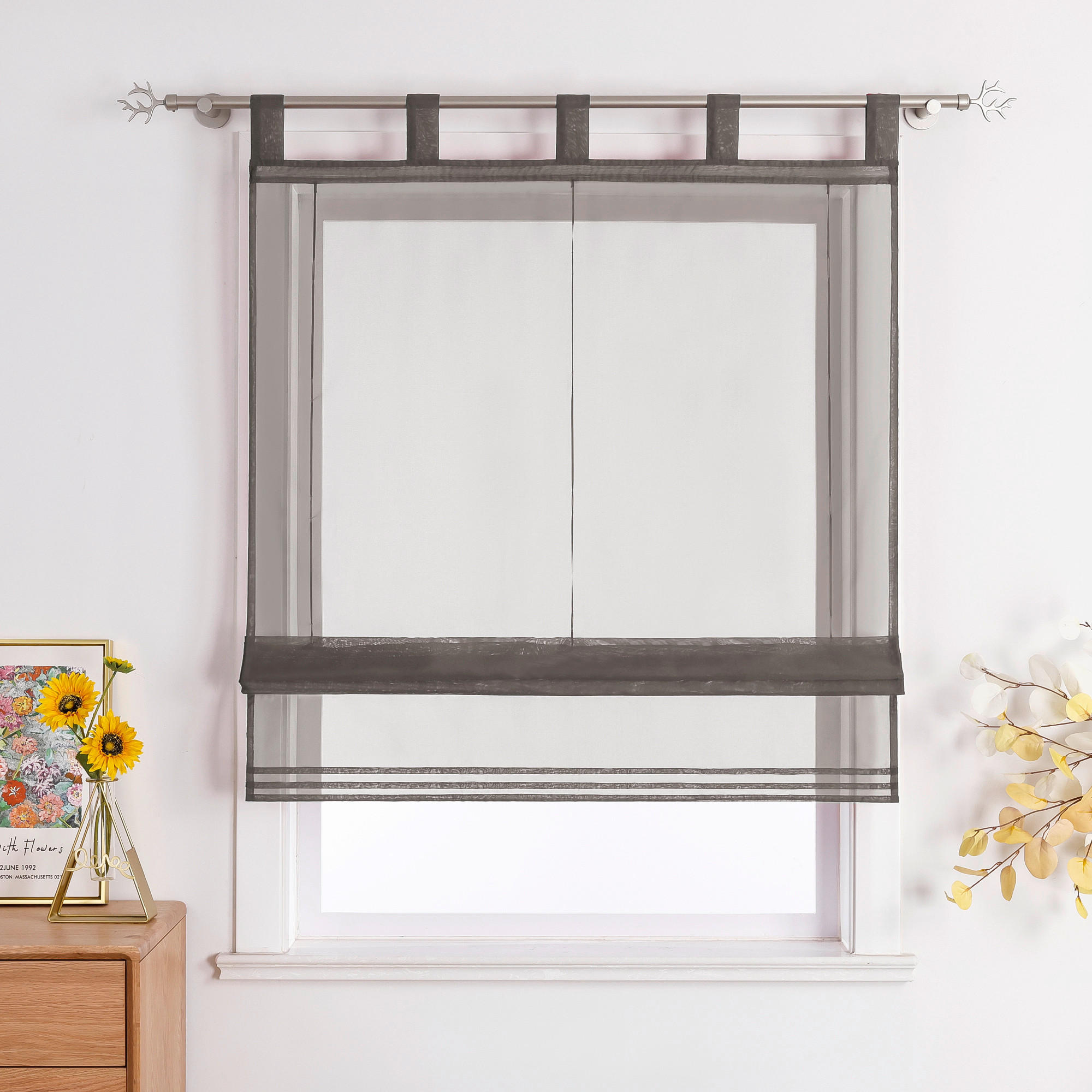 RAFFROLLO  transparent  100/155 cm   - Grau, Basics, Textil (100/155cm) - Joyswahl