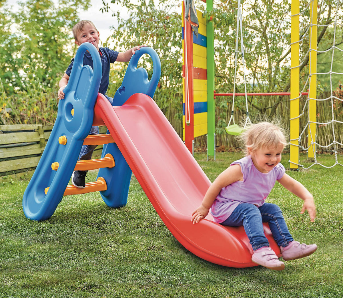 KINDERRUTSCHE Blau, Gelb, Rot  - Blau/Gelb, Basics, Kunststoff (164/73/116cm) - BIG