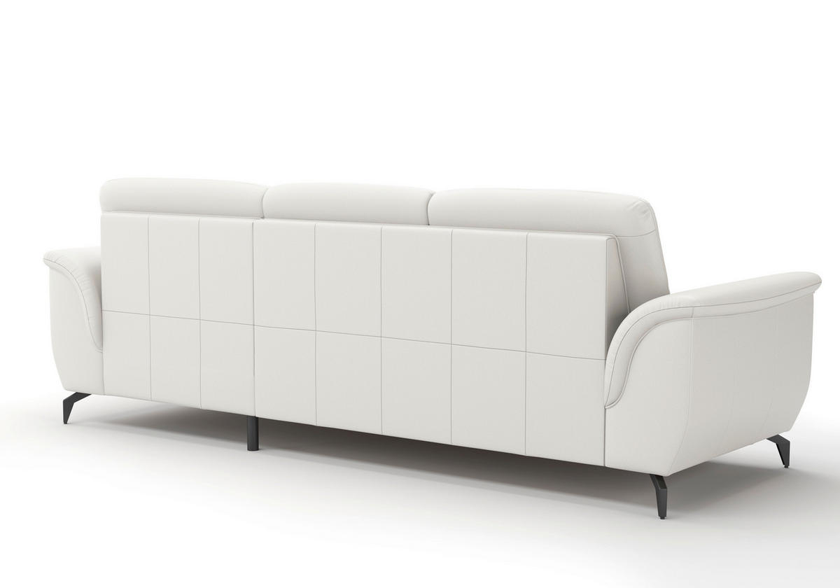 ECKSOFA in Echtleder Weiß  262/164 cm  - Schwarz/Weiß, MODERN, Leder/Metall (262/164cm) - Sit & More