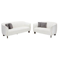 SITZGARNITUR  in Bouclé Creme  - Creme/Naturfarben, Design, Holz/Textil - MID.YOU