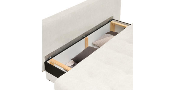 SCHLAFSOFA Flachgewebe Beige Rückenkissen, Armlehnenkissen, Bettkasten, Schlaffunktion, Rücken echt  - Beige/Naturfarben, Design, Holz/Textil (200/71/95cm) - Novel