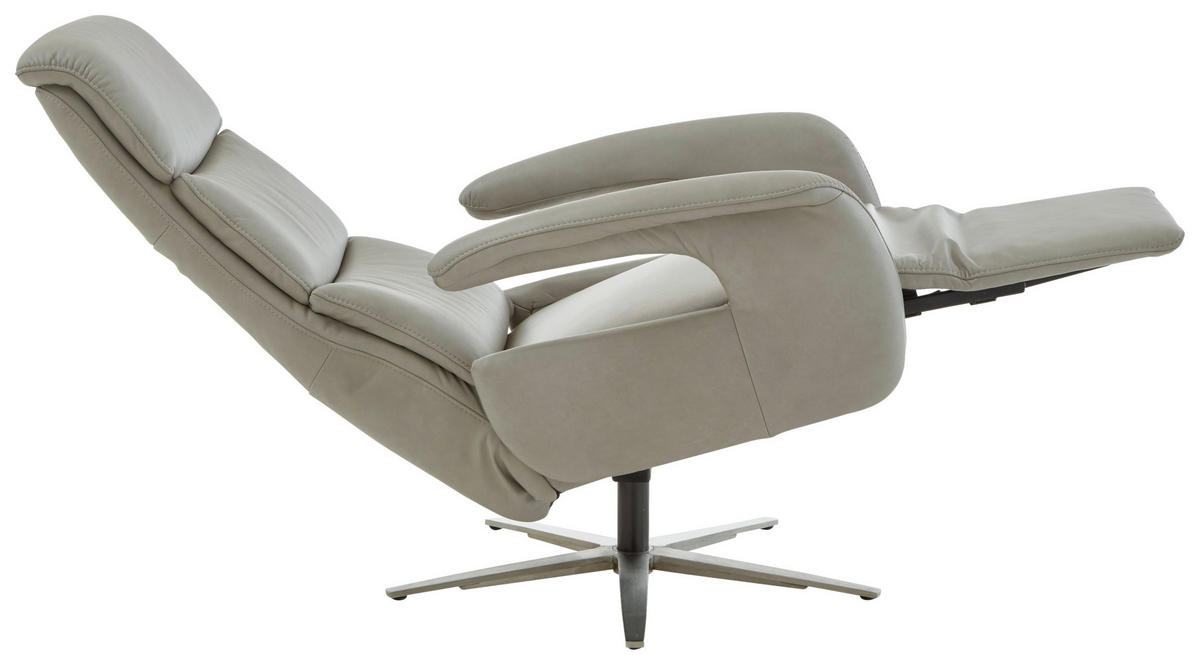 RELAX FOTEL - nemesacél/szürkésbézs, Design, bőr/fém (76/119/86cm) - Valdera