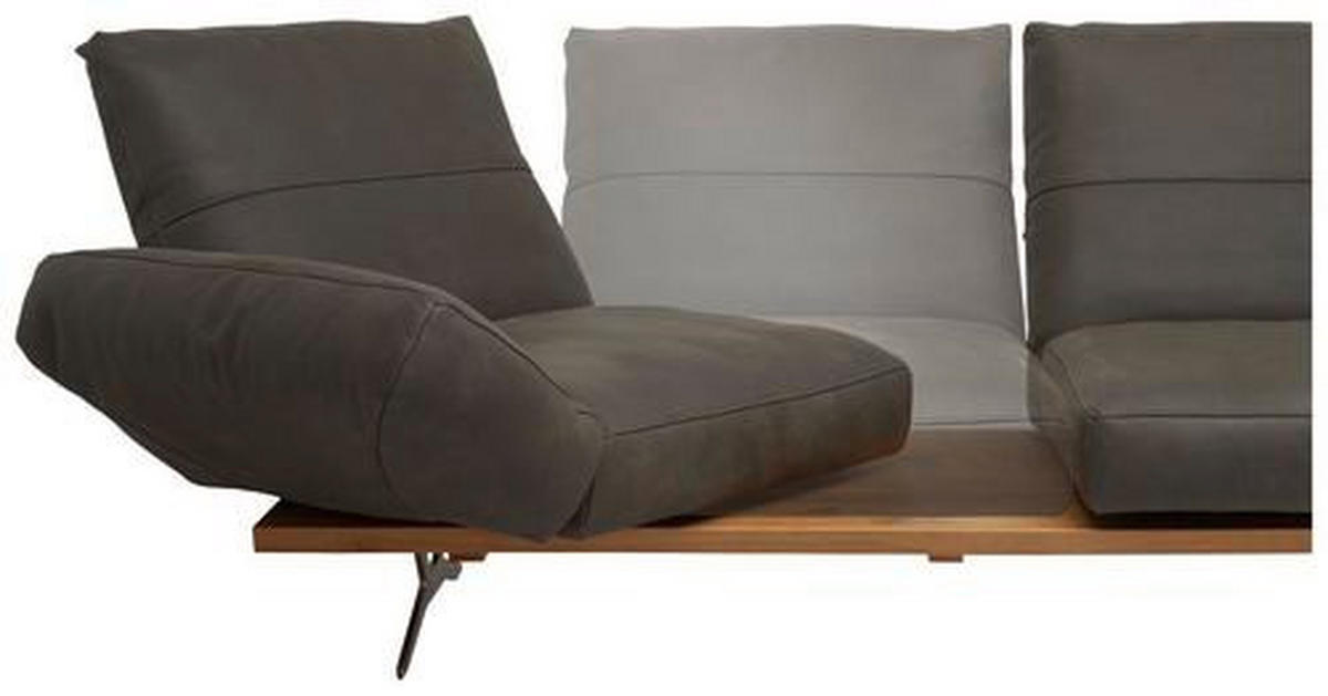 ECKSOFA inkl.Funktion Nurano Braun, Eichefarben Echtleder  - Edelstahlfarben/Eichefarben, Natur, Leder/Holzwerkstoff (320/157cm) - Ambiente