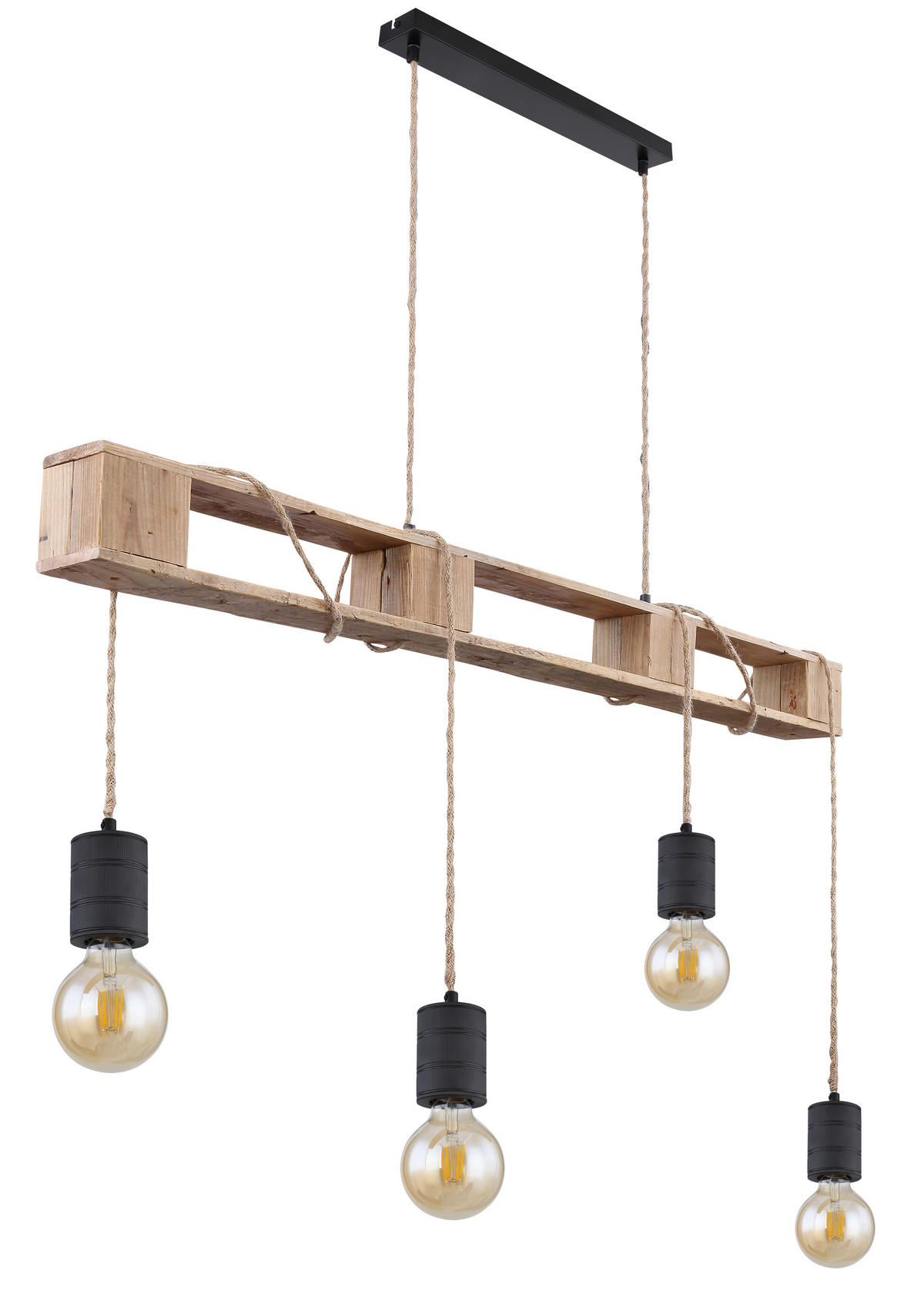 HÄNGELEUCHTE 121/10/120 cm  - Schwarz/Braun, LIFESTYLE, Holz/Metall (121/10/120cm) - Globo