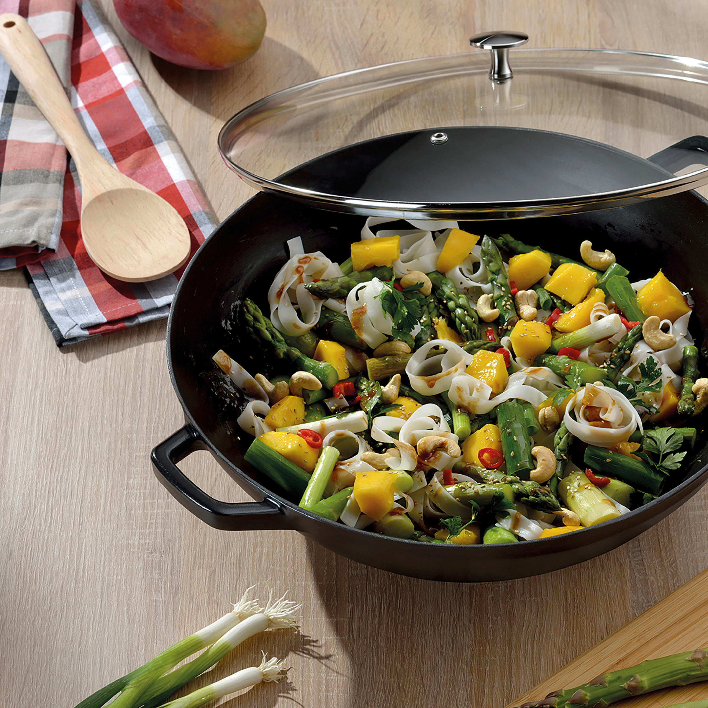 WOK  - Schwarz, KONVENTIONELL, Glas/Metall (36/17cm) - Kela