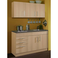 MINIKÜCHE 120 cm   in Buchefarben  - Chromfarben/Buchefarben, Modern, Holzwerkstoff/Metall (120cm) - Held