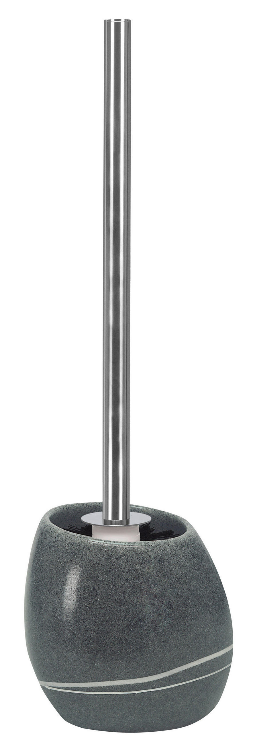 GARNITURA TOALETNE ČETKE  siva  plastika  STONES  - siva/boje kroma, Basics, plastika (12,5/39,0cm) - Kleine Wolke