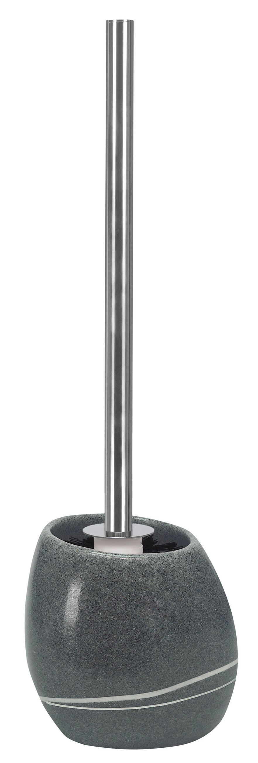 WC GARNITURA S ŠČETKO STONES - barve kroma/siva, Basics, umetna masa (12,5/39,0cm) - Kleine Wolke