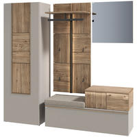 GARDEROBE 4-teilig  in 208/194/42,9 cm  - Taupe/Wildeiche, Design, Glas/Holz (208/194/42,9cm) - Voglauer