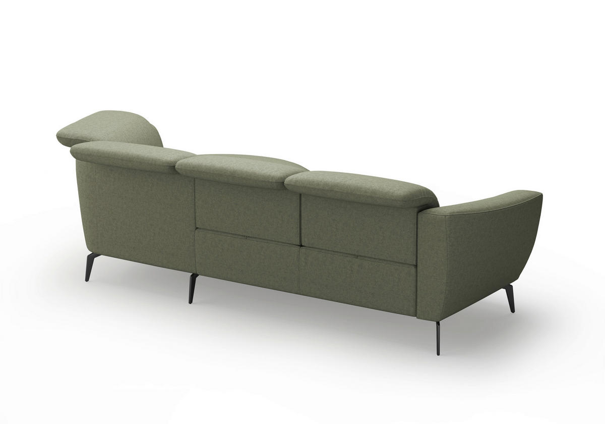 ECKSOFA in Flachgewebe Olivgrün  309/199 cm  - Schwarz/Olivgrün, KONVENTIONELL, Textil/Metall (309/199cm) - Sit & More