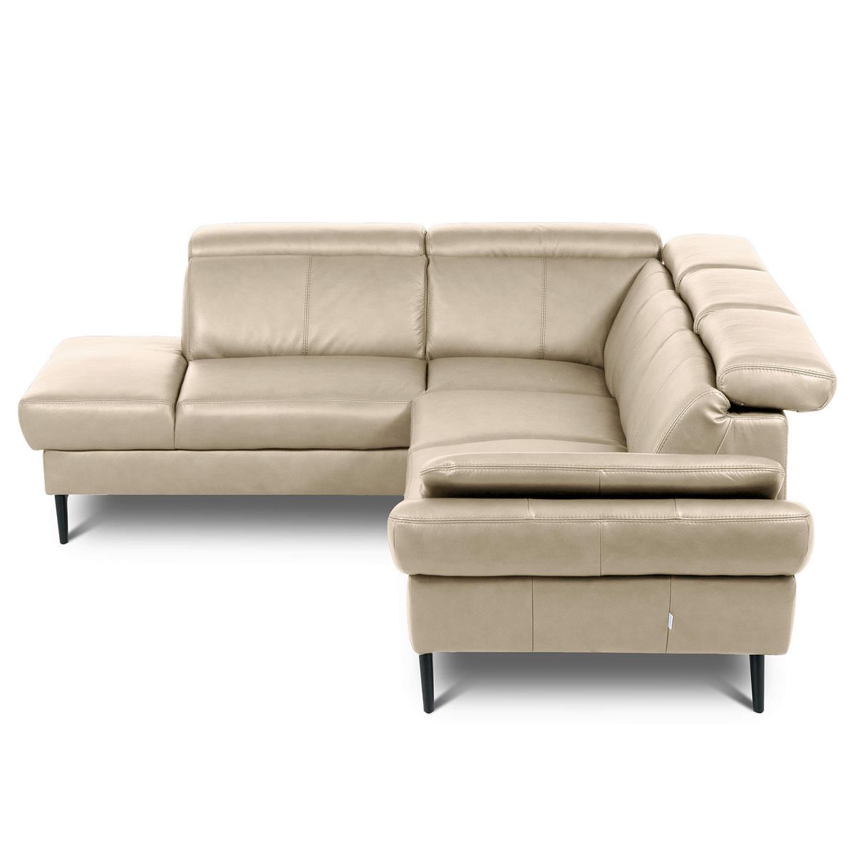 ECKSOFA Grau Echtleder Lederlook Bettkasten, Schlaffunktion, Rücken echt, Armteilverstellung, Kopfteilverstellung  - Schwarz/Grau, Design, Leder/Textil (211/264cm) - Livetastic